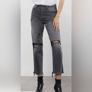 Hidden Jeans Two Tone Trecey High Rise Straight in Black 29 NWT